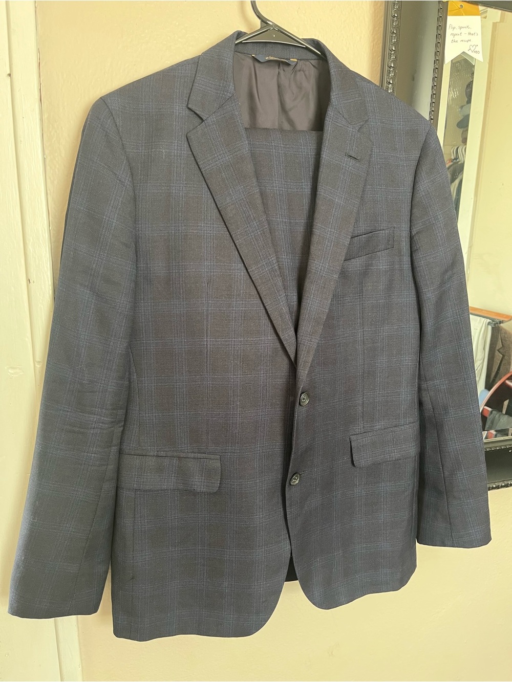Brooks Brothers 2 Piece USA Made Navy Windowpane Two-Button Suit Jacket